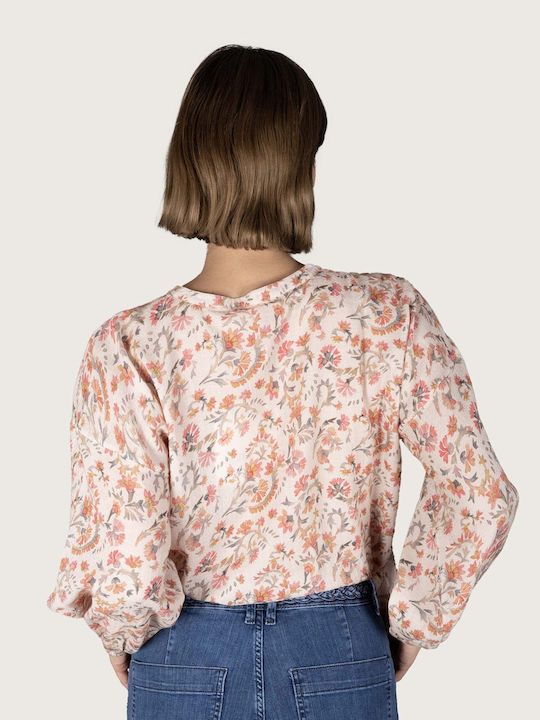 Indi & Cold Women's Summer Blouse Long Sleeve Floral Pink