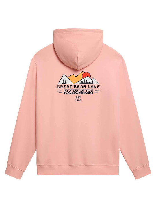 Napapijri Herren Sweatshirt mit Kapuze und Taschen Rosa