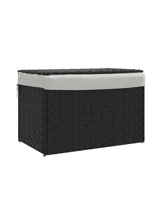 vidaXL Laundry Basket Plastic with Cap 55.5x35x34cm Black