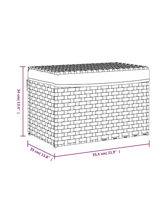 vidaXL Καλάθι Απλύτων Υφασμάτινο με Καπάκι 55.5x35x34cm Γκρι