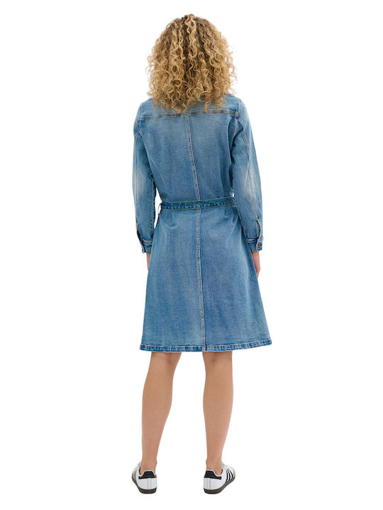 My Essential Wardrobe Mini Σεμιζιέ Φόρεμα Τζιν Γαλάζιο