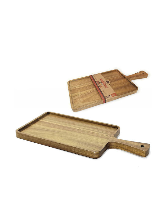 ArteLibre Wooden Rectangular Serving Tray with Handles in Brown Color 39x18x2cm 1pcs