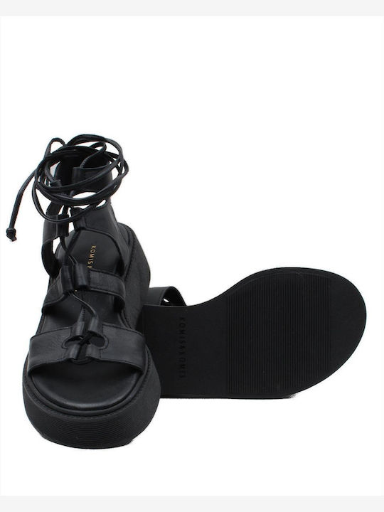 Komis & Komis Damen Flache Sandalen Flatforms in Schwarz Farbe