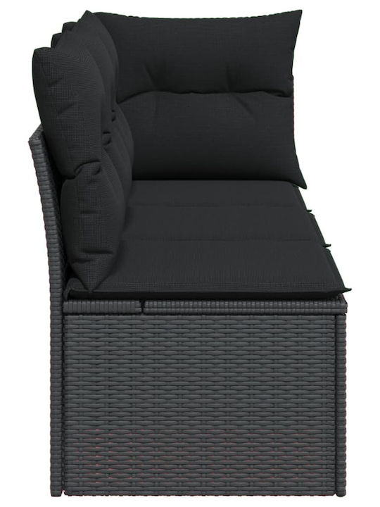 Three-Seater Outdoor Rattan Sofa with Chest and 55x55cm Cushions