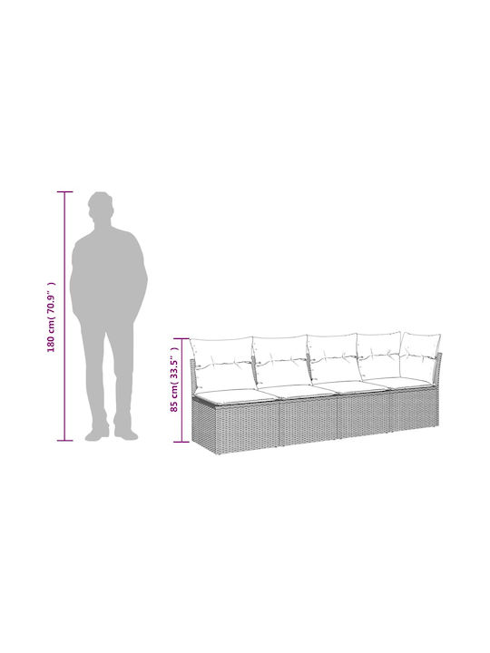 Canapea Cu Patru Locuri De Exterior Din Rattan Cu Perne 55x55x69cm