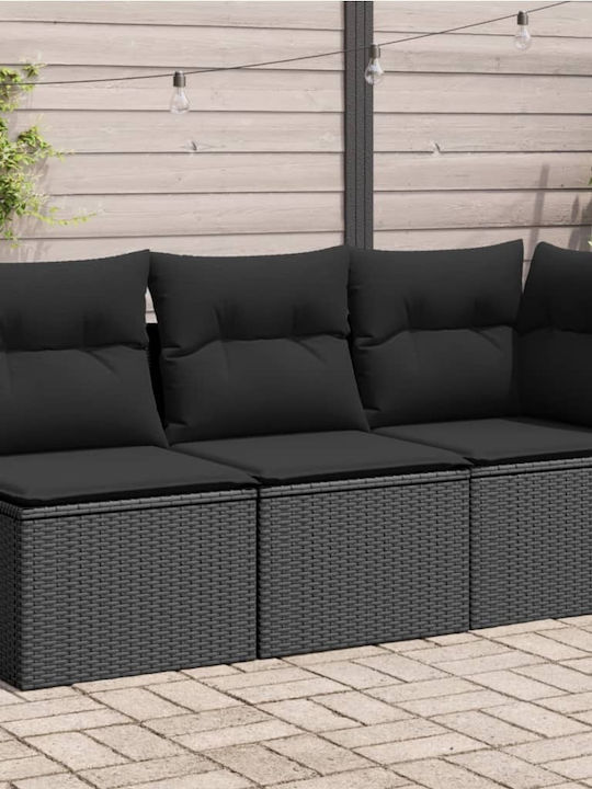 Three-Seater Outdoor Rattan Sofa with Chest and 55x55cm Cushions