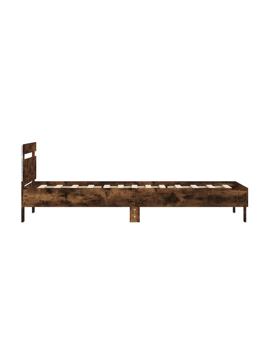 Wooden Single Bed Gray with Slats for Mattress 100x200cm