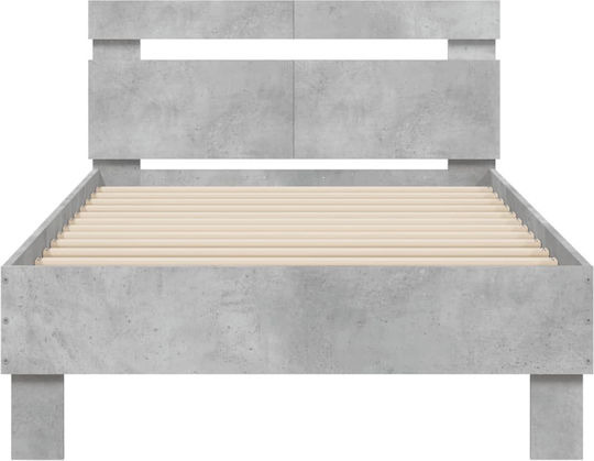 Einzelbett aus Holz in Betongrau mit Lattenrost für Matratze 100x200 cm