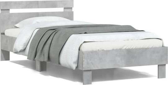 Einzelbett aus Holz in Betongrau mit Lattenrost für Matratze 100x200 cm