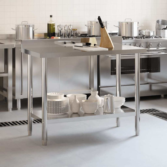 vidaXL Steel Workbench L110xD55xH93cm