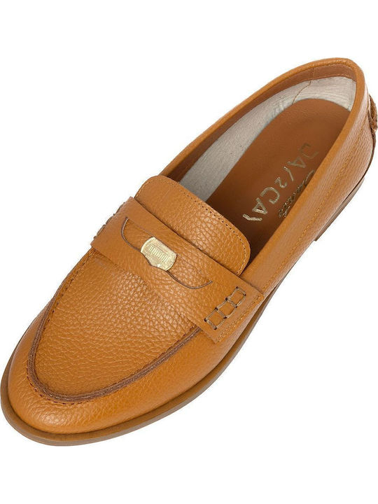 Leder Damen Mokassins in Tabac Braun Farbe