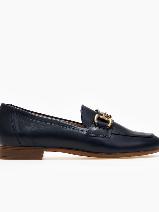 Δερμάτινα Γυναικεία Loafers σε Navy Μπλε Χρώμα
