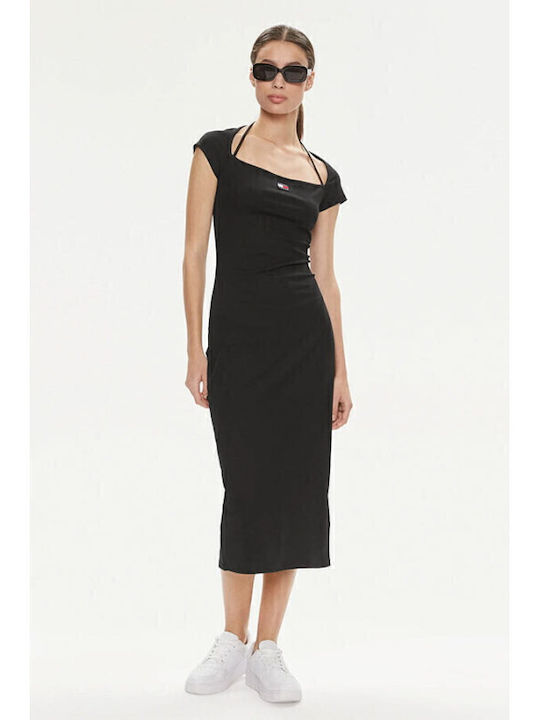 Summer Midi Knitted Black Dress