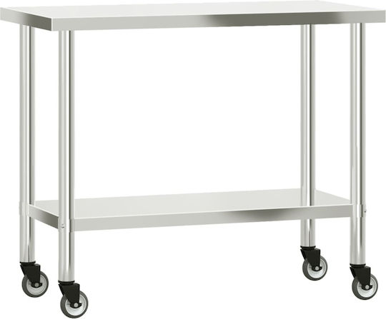 vidaXL Ανοξείδωτο Τραπέζι Μ110xΒ55xΥ85cm