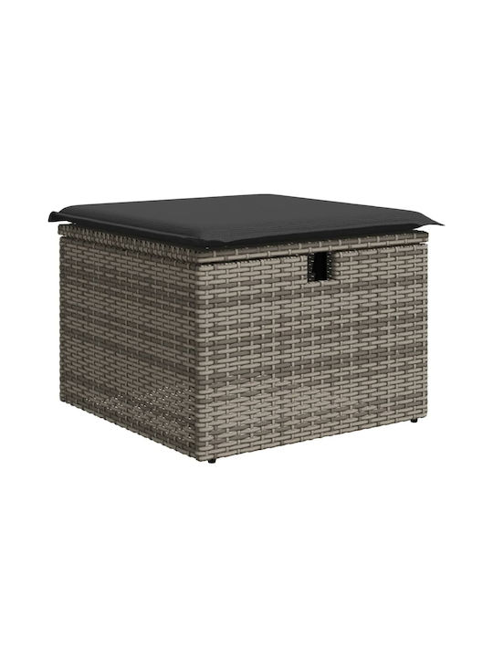 Hocker Für den Außenbereich Rattan mit Kissen Grey 1Stück 55x55x37cm