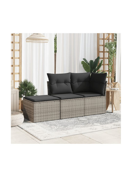 Outdoor Cube Garden Stool Rattan With Grey Cushion 55x55x37cm