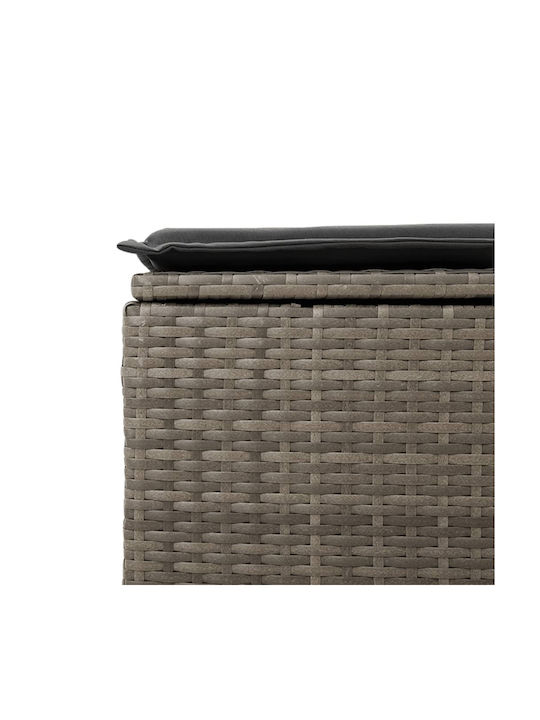 Outdoor Cube Garden Stool Rattan With Grey Cushion 55x55x37cm