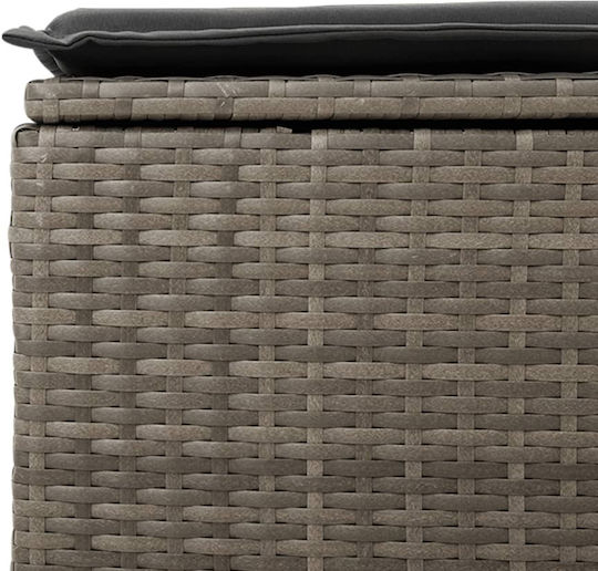Outdoor Cube Garden Stool Rattan With Grey Cushion 55x55x37cm