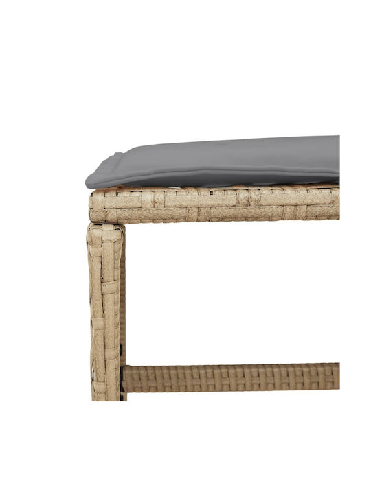 Garden Stool Cube Outdoor Rattan with Beige Cushion 4 Pieces 41x41x36cm