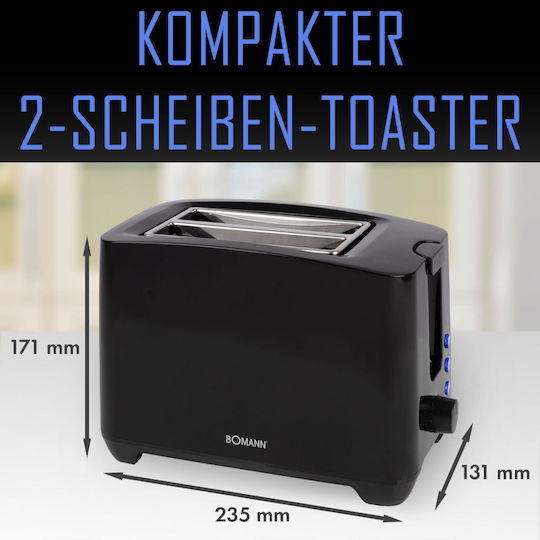 Bomann Toaster 2 Slots 750W Black
