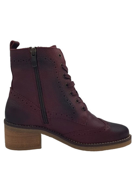 Jana Leather Women's Ankle Boots Burgundy