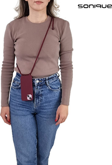 Sonique Back Cover Silicone 0.5mm with Strap Burgundy (Galaxy A55)