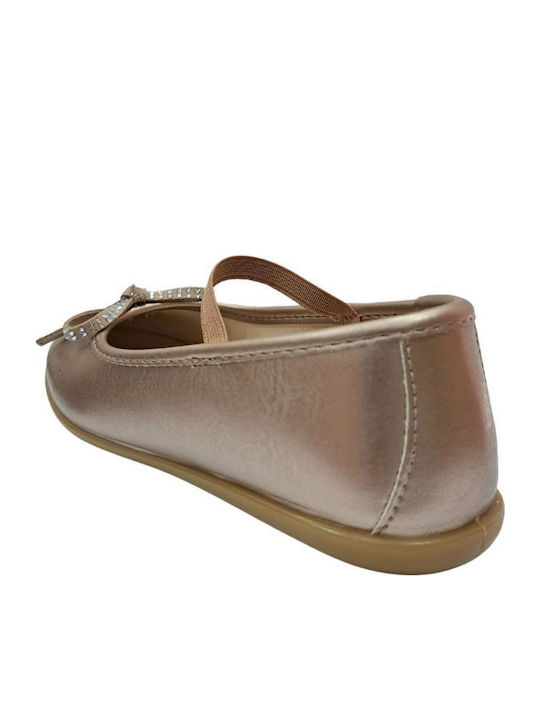 Balerini copii cu elastic Material textil Auriu