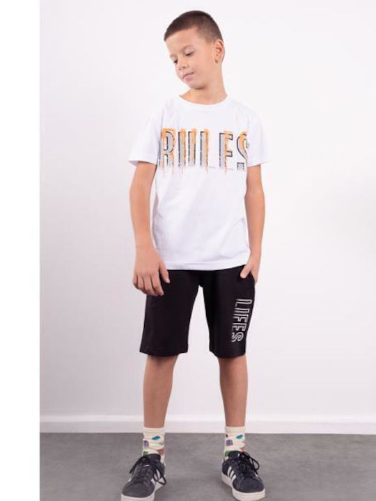 Hashtag Kids Set with Shorts Summer 2pcs White- Black