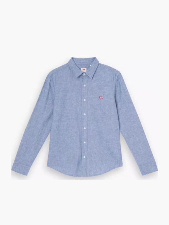 Battery Long-sleeved Denim Shirt Navy-peony