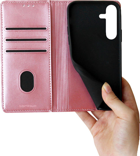 Sonique Vintage Magnet Brieftasche Synthetisches Leder / Kunststoff / Silikon Rose Gold (Galaxy A25 5G)