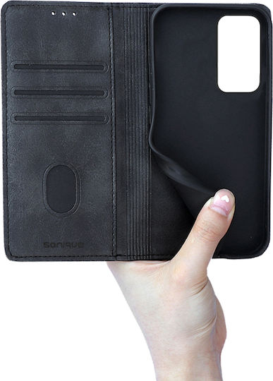 Sonique Vintage Magnet Brieftasche Synthetisches Leder / Kunststoff / Silikon Schwarz (Kante 20TCL 20L / 20L+ / 20 5G / 20S)