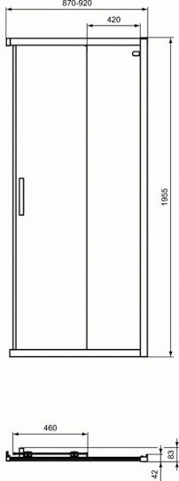 Ideal Standard Connect 2 Διαχωριστικό Ντουζιέρας με Συρόμενη Πόρτα 80x100cm Chrome