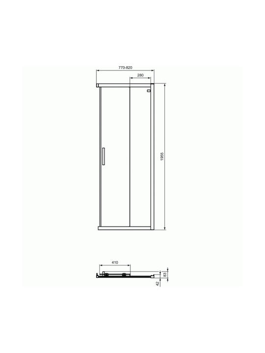 Ideal Standard Connect 2 Shower Screen for Shower with Sliding Door 80x100cm Chrome