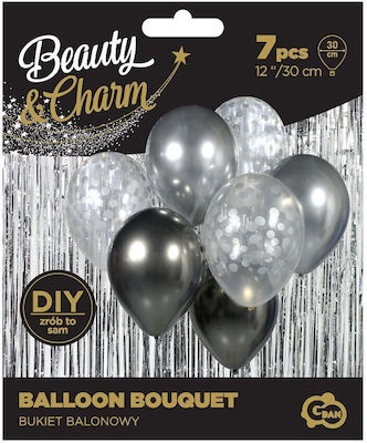 Set of 7 Balloons Gray 30cm