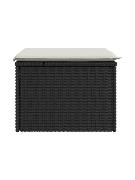 Garden Stool Cube Outdoor Rattan with Cushion Black 55x55x37cm