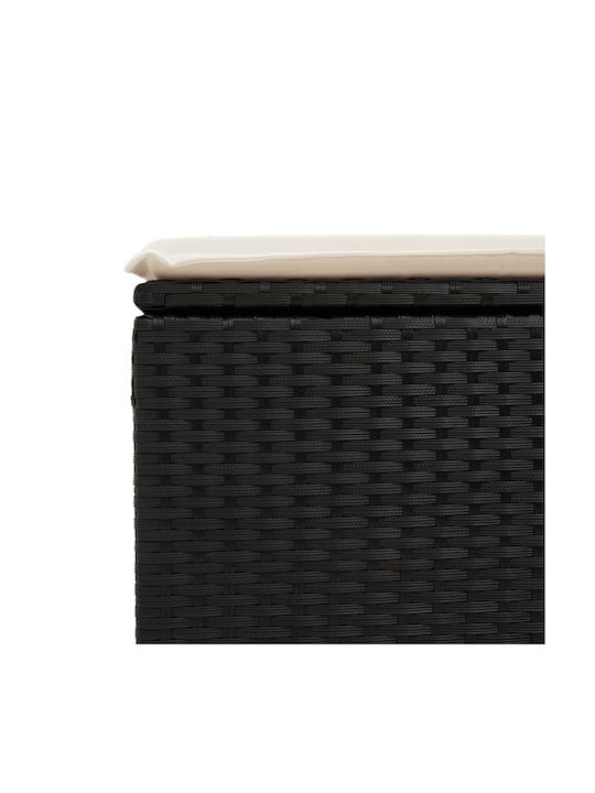 Garden Stool Cube Outdoor Rattan with Cushion Black 55x55x37cm