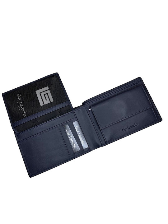 Leather Men's Wallet Coins with RFID Blue