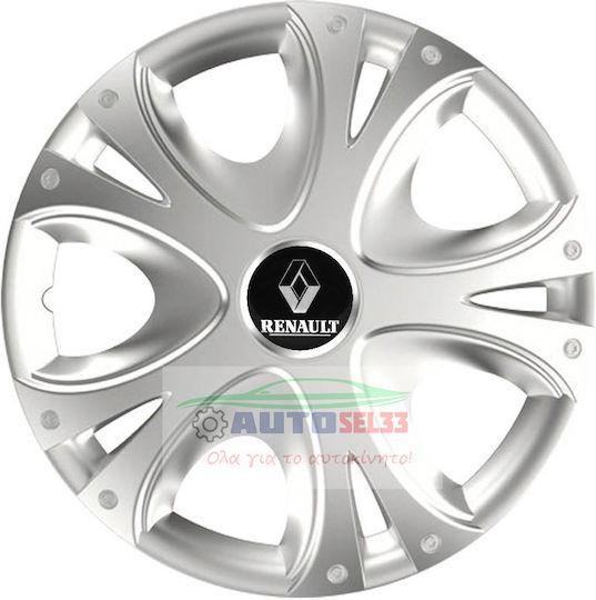 Versaco Car Hubcap Set Dynamic with Renault Emblem 13" 4pcs Silver