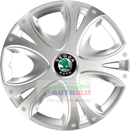 Versaco Car Hubcap Set Dynamic with Skoda Emblem 13" 4pcs Silver