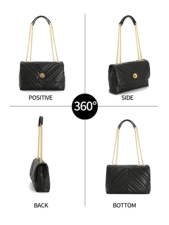 Leder Damentasche Schultertasche Schwarz
