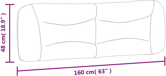 vidaXL LED Headboard Cushion Fabric Black 160x48cm
