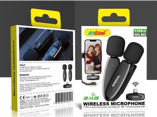 Andowl No.m2 Wireless Microphone Πέτου, Clip On