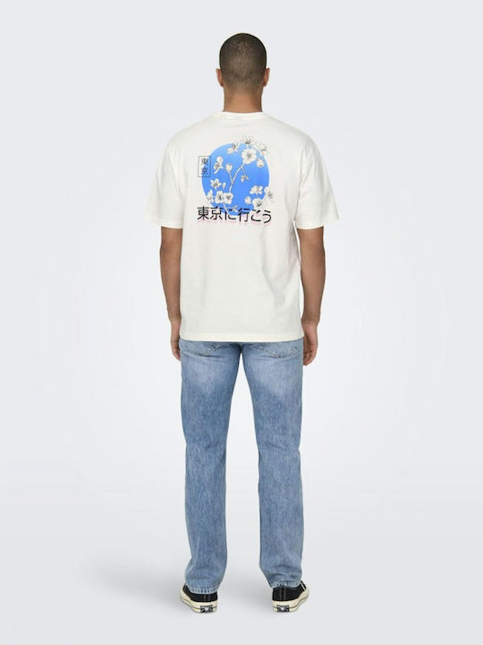 Only & Sons Ανδρικό T-shirt Κοντομάνικο Off White