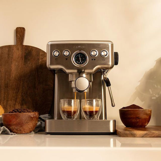 Cecotec Power Espresso 20 Barista Mini Μηχανή Espresso 1465W Πίεσης 20bar Ασημί 01982