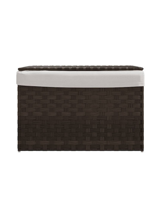vidaXL Wicker Collapsible Laundry Basket with Lid 55.5x35x34cm Brown