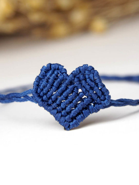 Handmade Macrame Heart Bracelet in Dark Blue