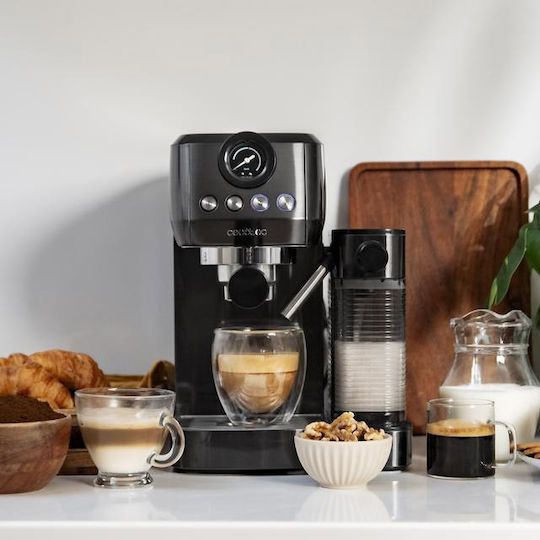 Cecotec Espresso 20 Steel Pro Espresso Coffee Machine 1350W Pressure 20bar for Cappuccino Silver 01985
