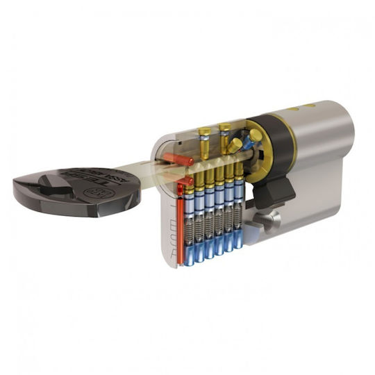 Assa Abloy Κύλινδρος Κλειδαριάς Ασφαλείας με 5 Κλειδιά Ασημί