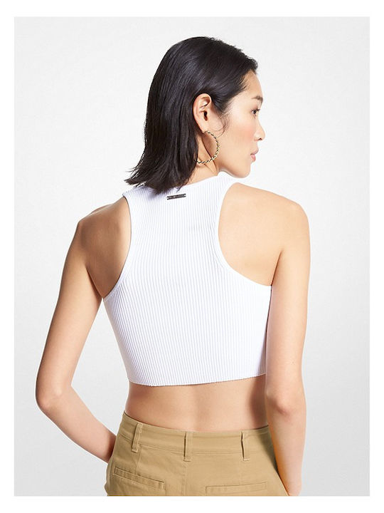 Michael Kors Γυναικείο Καλοκαιρινό Crop Top Αμάνικο Λευκό