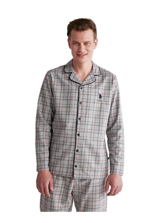 U.S. Polo Assn. Men's Winter Checked Pajamas Set Gray